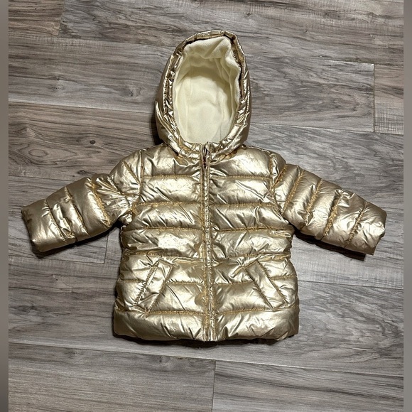 Gymboree Toddler Girls Rose Gold Puffer Coat Jacket Size 12-18‎ Months EUC - Picture 1 of 5
